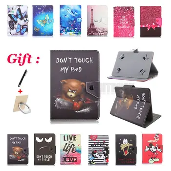 

Universal 10.1 inch Cartoon Pu Leather Stand Case for DIGMA Plane 1572N 3G PS1187MG 10.1" Tablet Cover + 2 Gifts