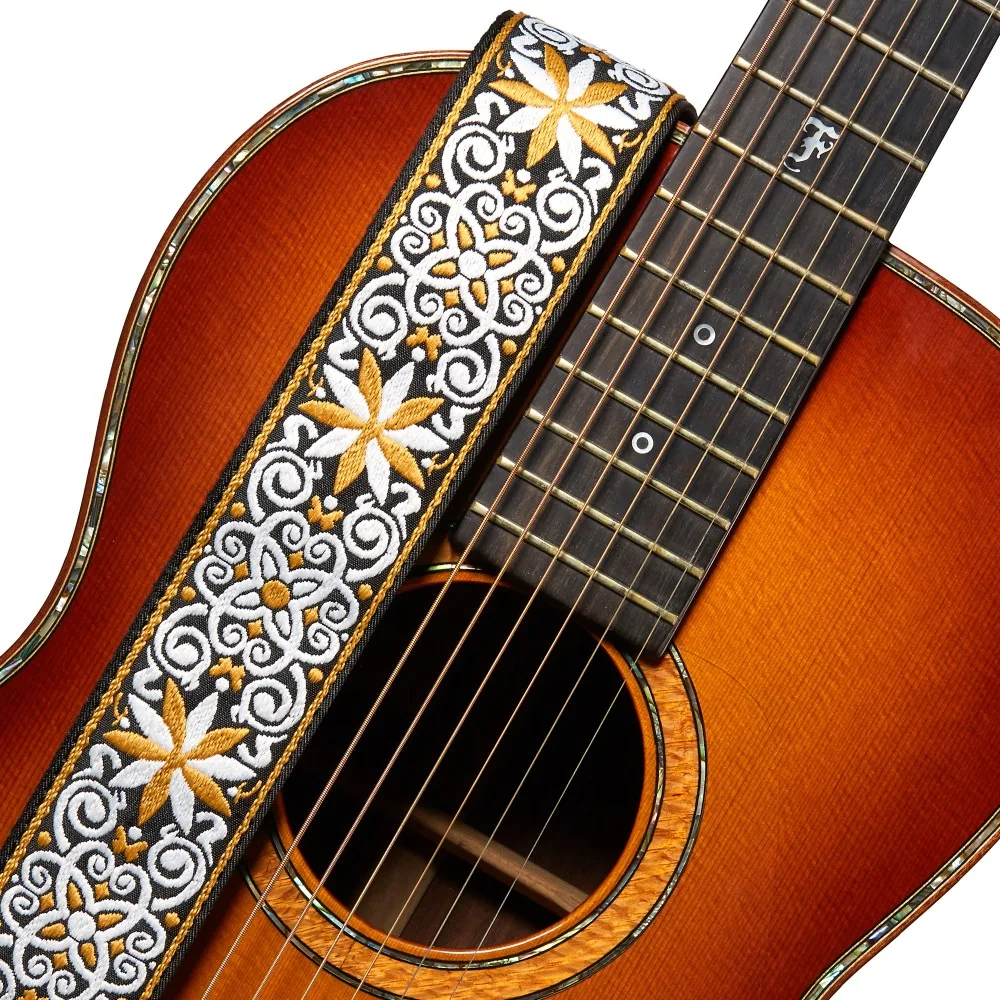 

Amumu Woodstock Jacquard Cotton Guitar Straps with Leather End Folk Acoustic Electric Guitar Strap Guitarra Red S110