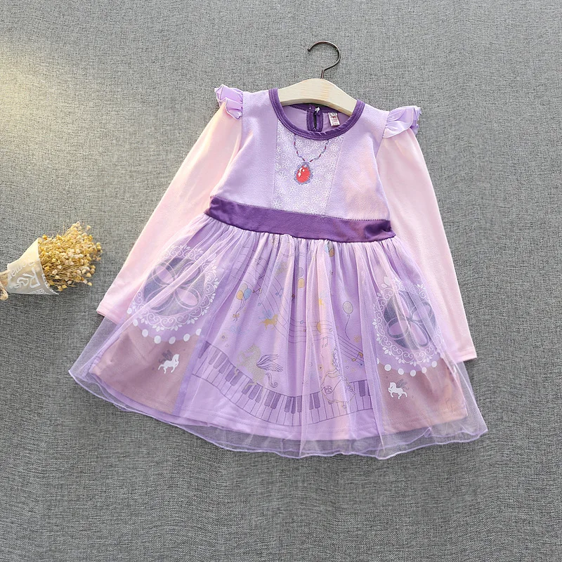 

KLOGKIZ Brand Girls Sofia Princess Dresses Kids Long Sleeve Winter Christmas Cosplay Costume Children Prom Halloween Party Dress