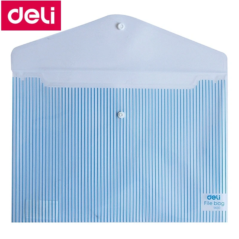 File Bag Pocket With Button Elastic Closure Documents Folder A4 Size 335x235mm 50PCS/LOT Deli 5630