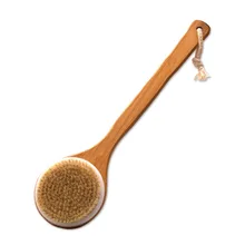 2 шт. натуральная Массажная щетка для тела, уменьшающая целлюлит и акне, отшелушивает кожу, светится гладкой кожей, длинная деревянная ручка, сухая щетка