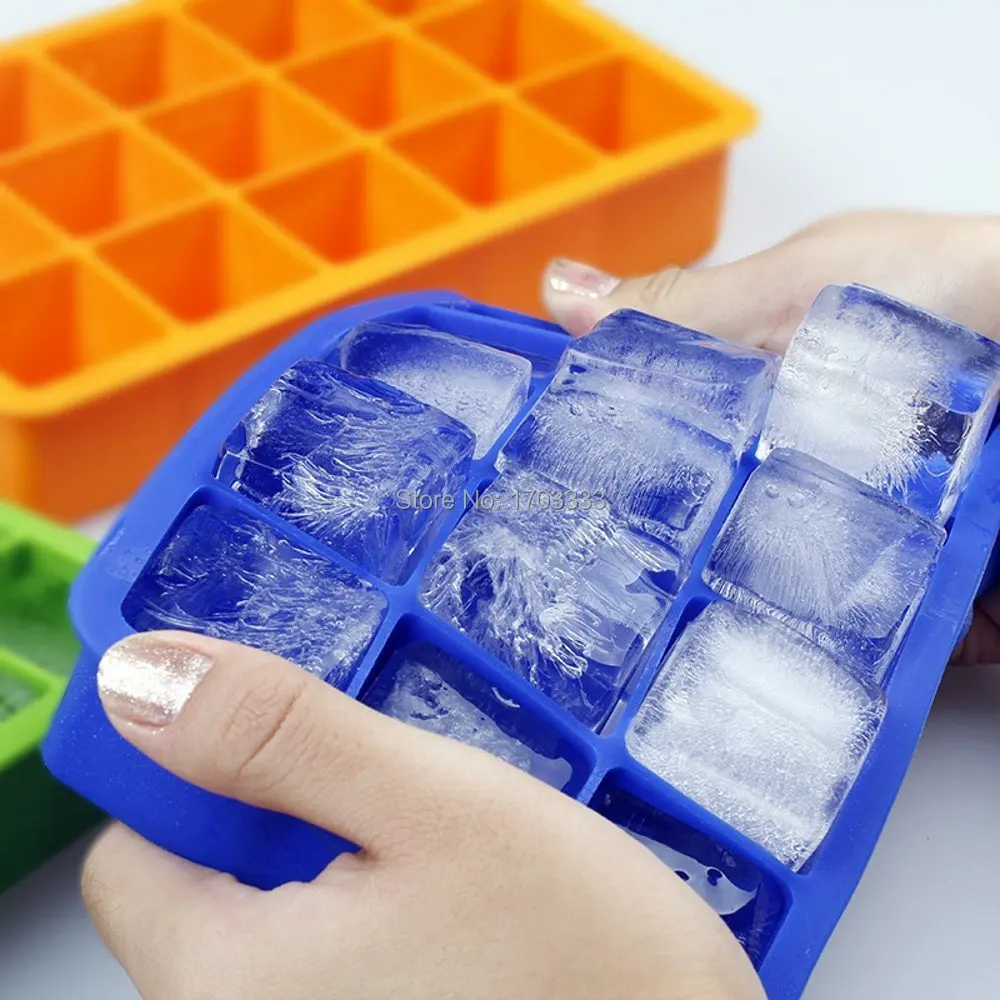 15 Cavity Square Silicone Ice Tray Mold Silicon Ice Cube Mould Cake