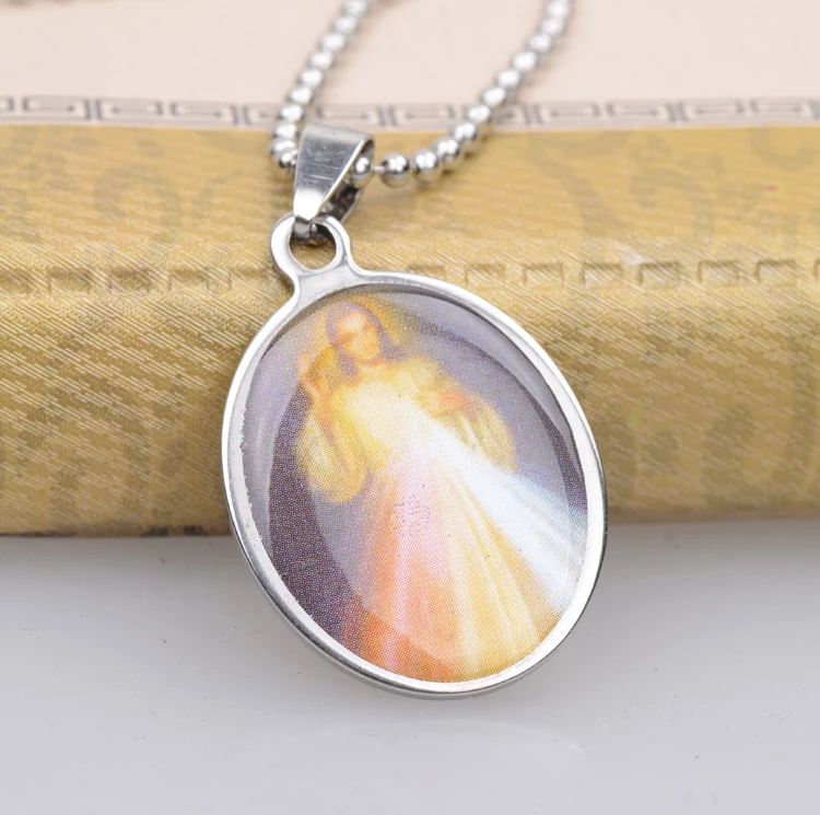 God Jesus Portrait круглые подвески и ожерелья оптовая торговля ювелирные изделия из