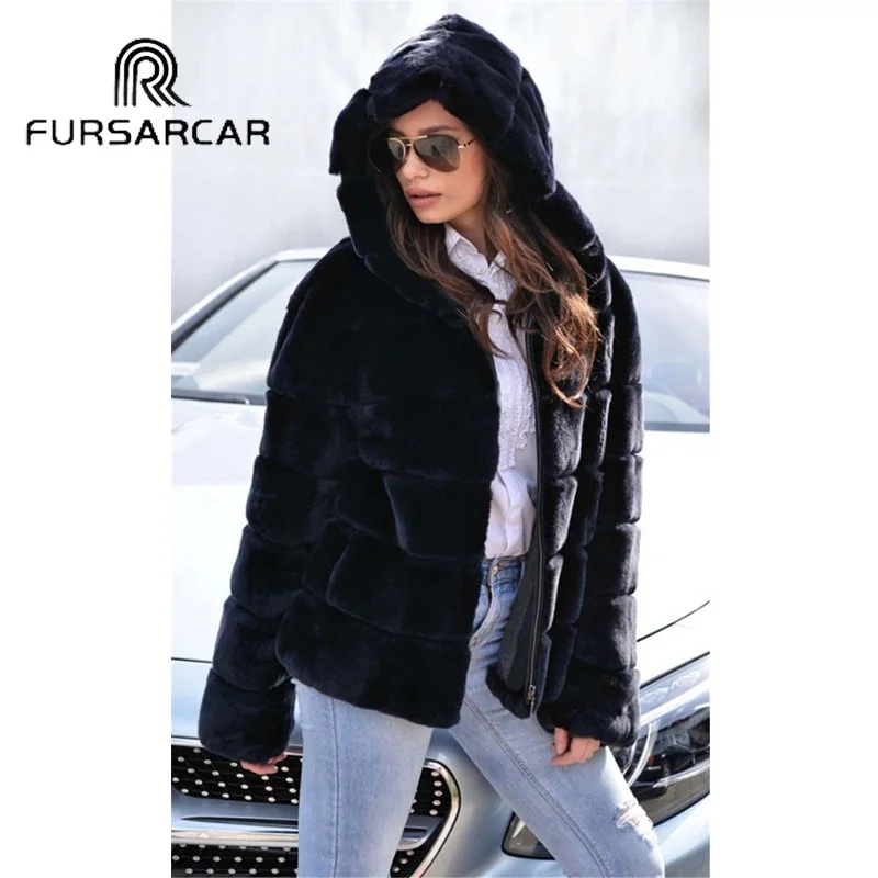 FURSARCAR 70 см длинные женская шуба из натурального меха зимняя новая модная куртка с