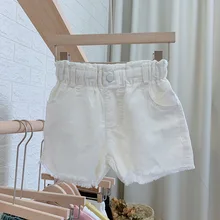 Джинсовые шорты для девочек, одежда для детей модные белые шорты для девочек летние корейские джинсы для малышей Короткие штаны для детей от 1 до 7 лет