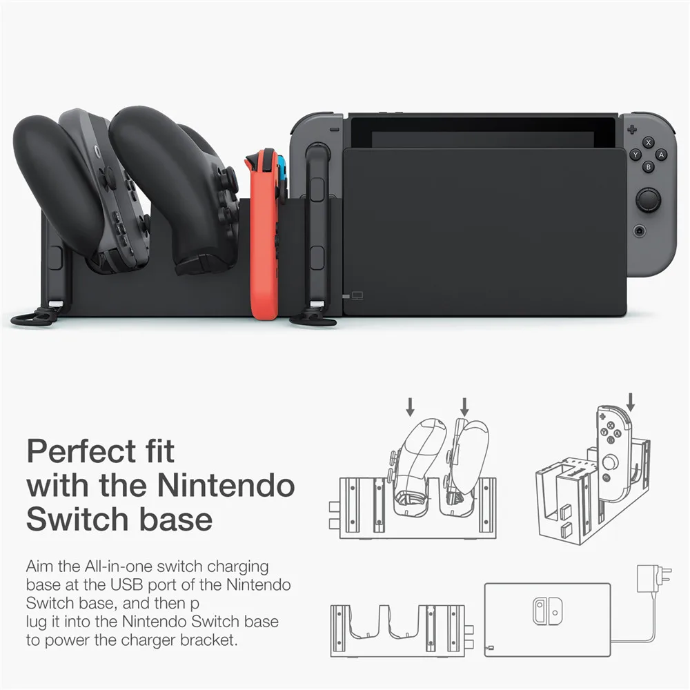 Зарядная док-станция Подставка для переключателя Nod NS Joy-Con ручки одновременно зарядное устройство хост-кронштейн игровая консоль NS база