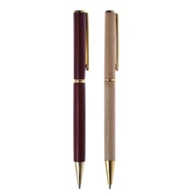 1.0mm Wood Metal Ballpoint Pen Black Ink School Student Stationary Office Writing Tool