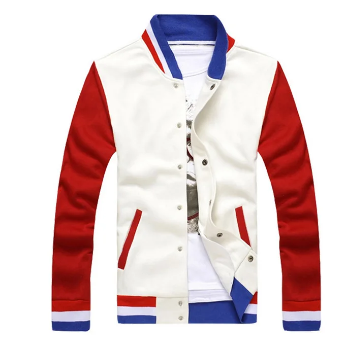 Новая мужская/мужская бейсбольная куртка Veste Homme, осенняя тонкая хлопковая Студенческая куртка, Мужская модная черная повседневная школьная куртка - Цвет: White