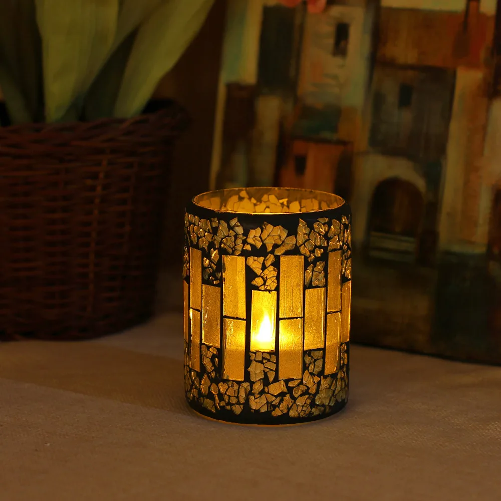 GiveU Mosaic Flameless Candle, Pillar Led Candle with Timer, 3X4", for Home Decor, Weddings