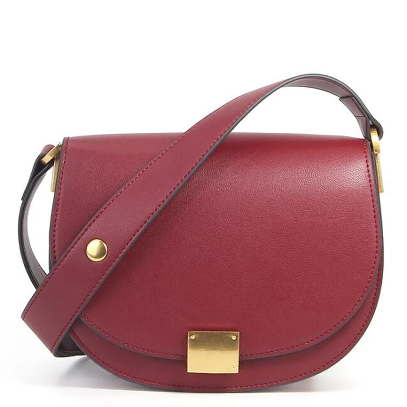 

New fashion leather women bag horseshoe buckle retro leather wide shoulder strap saddle bag shoulder bag Crossbody bag