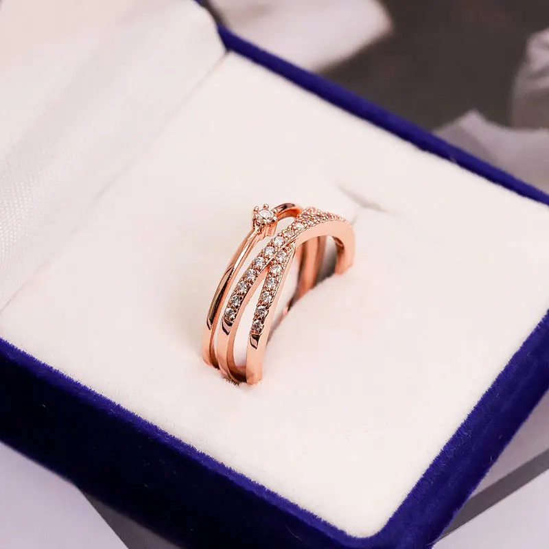 USTAR двухслойные геометрические Свадебные Кольца для женщин, кольца для помолвки на палец средней длины с кристаллами, ювелирные изделия, регулируемые размеры, подарки
