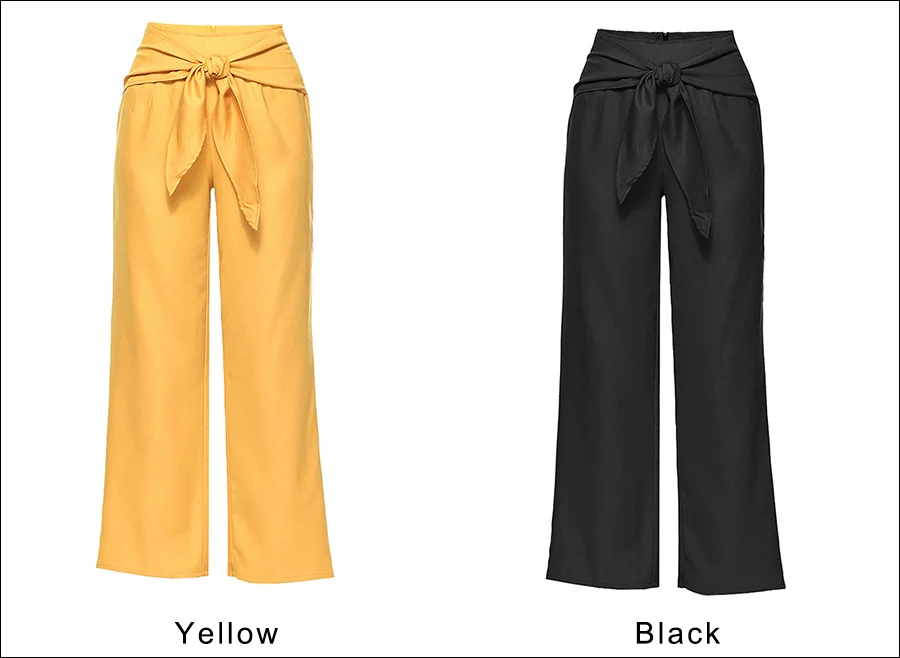 Gladiolus Fashion Streetwear 2019 Pants Women Lace Up Mid Waist Solid Color Wide Leg Long Pants Casual Spring Trousers Women (19)