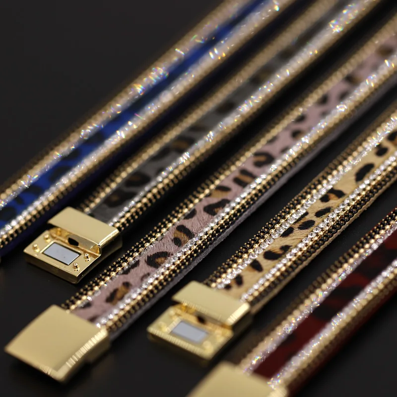 Браслеты для женщин для мужчин модный леопардовый узор кожаные браслеты 2019 подарок на Новый год браслет цепочка Ювелирные изделия