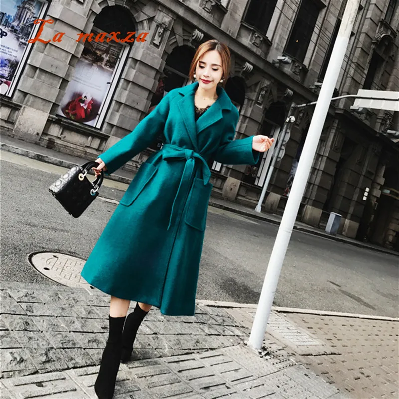 

New Arrivals 2018 Elegant Women Wool Warm Coat Korean Style Fashion Sexy Streetwear Slim Coat