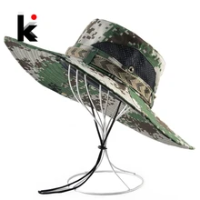 Широкий с полями солнце шляпа для мужчин Открытый камуфляж рыболовная кепка мужская летняя Боб УФ Защита Панама шапки пляжные повседневное козырек шляпы