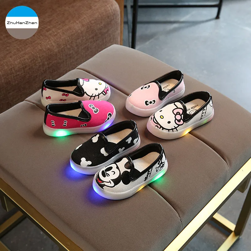 

2018 LED lighted glowing children casual shoes baby boys and girls fashion shoes newborn soft bottom shoes cartoon kids sneakers