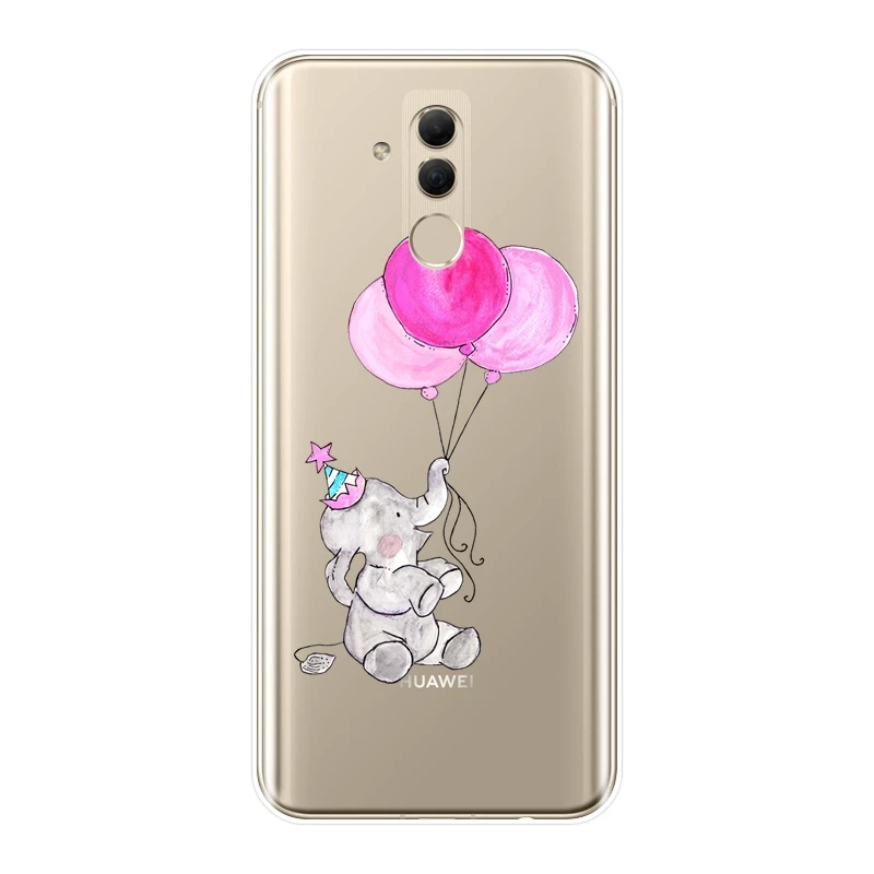 Чехол для телефона Huawei Mate 9 10 20 Lite мягкий силиконовый чехол со слоном и цветком