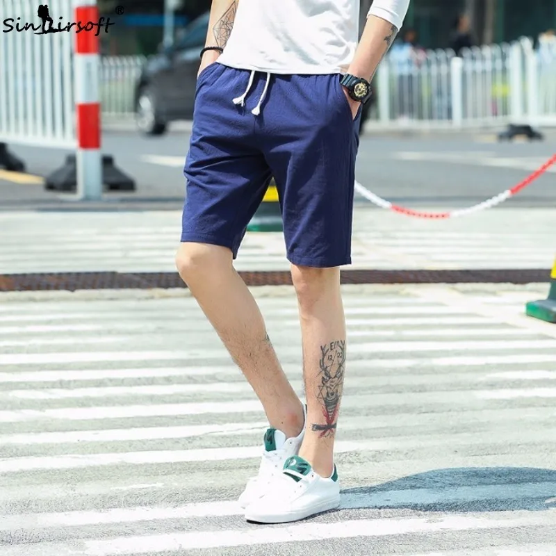 

7 Color Men's Cotton Soild Shorts Straight Drawstring Waist Slim Shorts Male Casual Short Masculino Summer New Trousers M-5XL