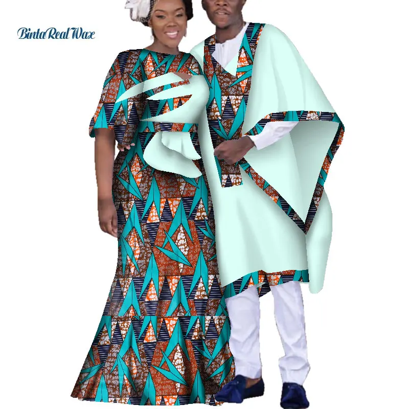 Африканская Дашики платья для женщин Пара Одежда Базен Riche мужской Халат традиционная африканская одежда любовник одежда с символикой Анкары WYQ151 - Цвет: 13