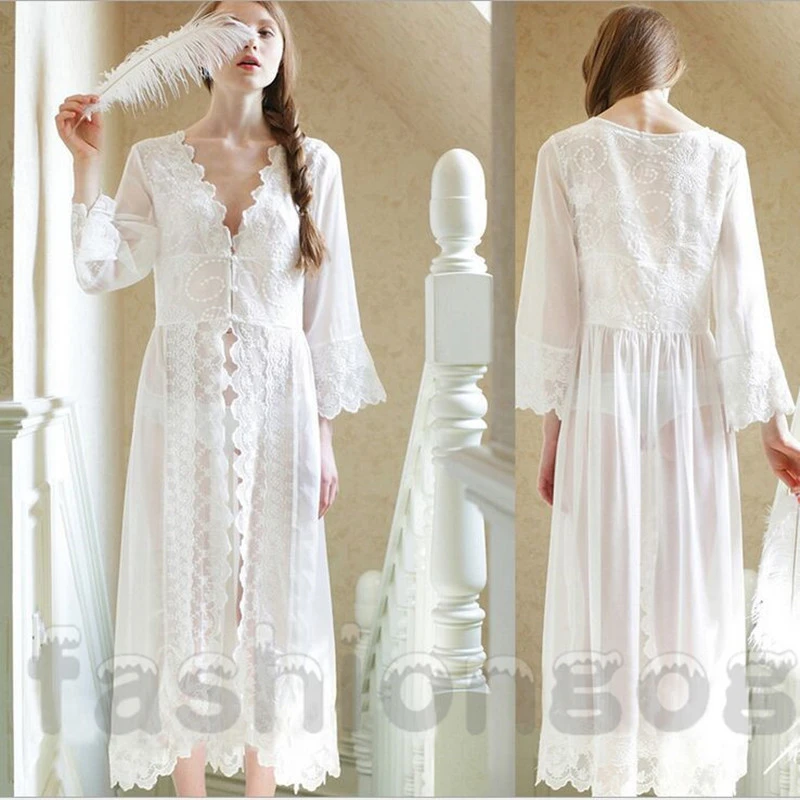 Indumenti Da Notte In Chiffon Di Pizzo Bianco Donna Princess Design Sexy Camicia Da Notte Lunga Abito Camicie Da Notte Romantiche Abiti Abiti Da Festa Long Nightgown Romantic Nightgownsdesigner Nightgown Aliexpress