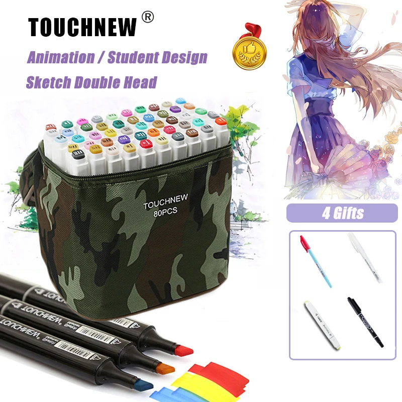 

TOUCHNEW 80 Color Alcohol Based Art Markers Sketch Marker Set Dual Brush Pens Drawing Manga Art Supplier Marker