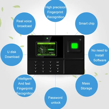 Eseye Biometric Time Attendance System USB Fingerprint Identification Attendance Access Control Employees Device Time Recorder fingerprint id carddoor access control password fingerprint time attendance threatens anti dismantlement unlock illegally alarm
