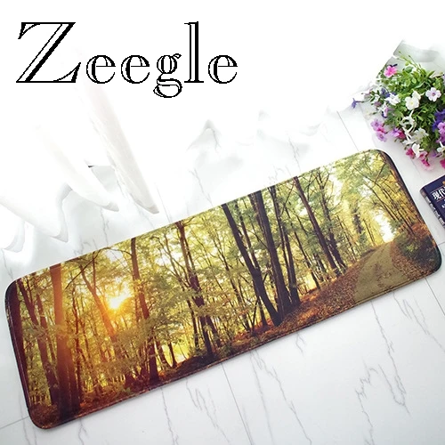 

Zeegle Floor Mats for Living Rooms Natural Scenery Printed Long Kitchen Rugs Anti-Slip Flannel Home Welcome Rug Prayer Carpet