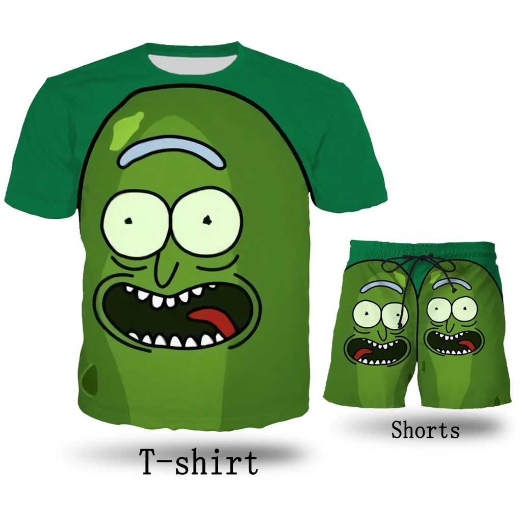 

Anime Rick and Morty Pickled Cucumber Summer T Shirt Set Men/Women 3D Printed Shorts Tees Casual Harajuku Style Set HX978