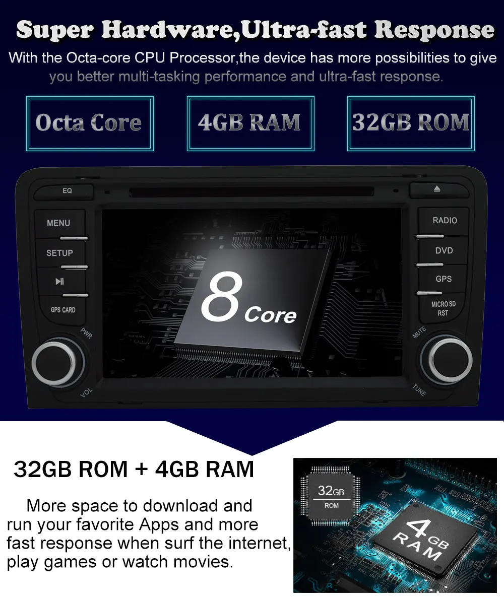 Clearance Octa Core 4GB RAM Android 8.0 Car DVD Player for Audi A3 S3 RS3 2003-2011 Car Radio GPS Navigation With 32GB ROM Bluetooth 7 Clearance Octa Core 4GB RAM Android 8.0 Car DVD Player for Audi A3 S3 RS3 2003-2011 Car Radio GPS Navigation With 32GB ROM Bluetooth 7