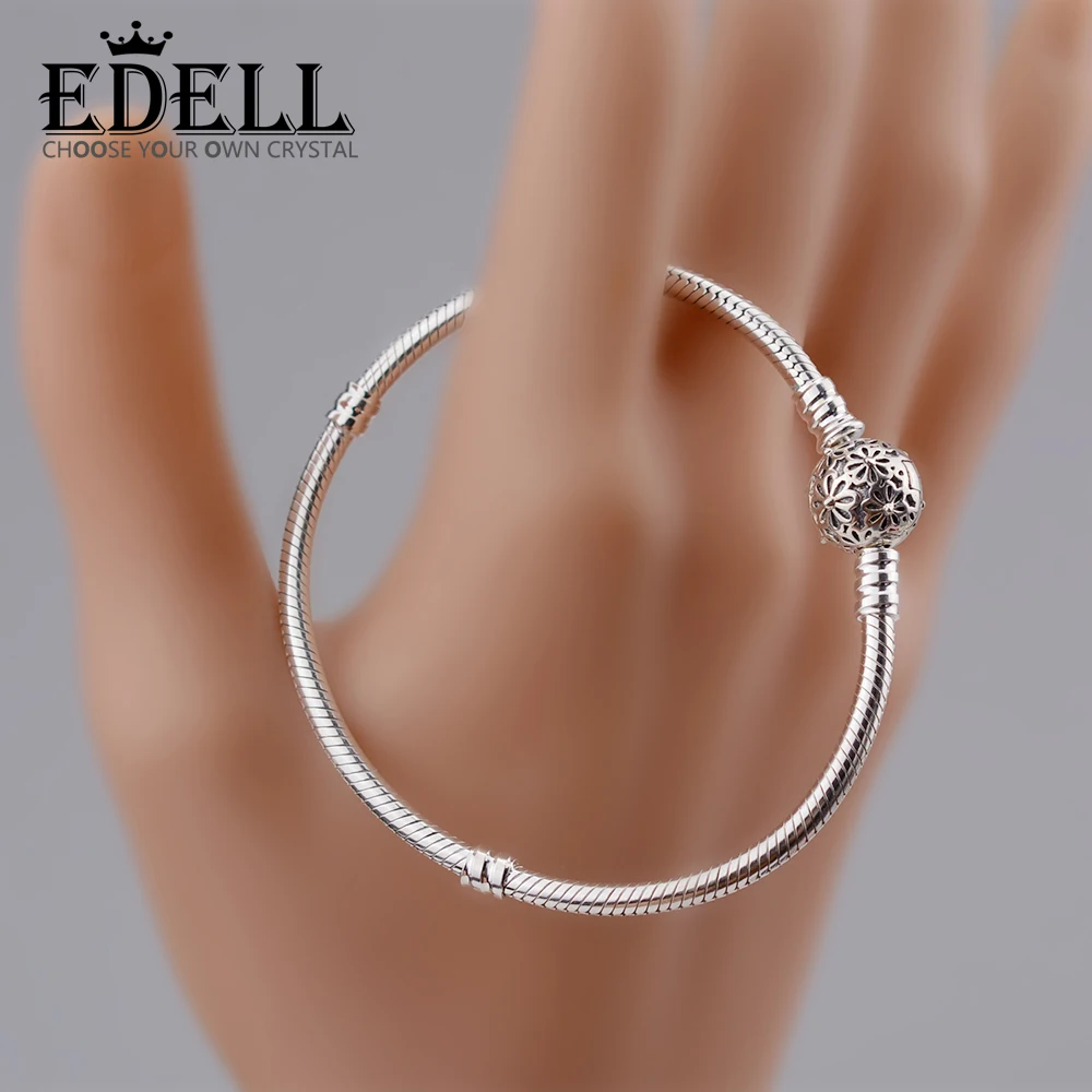 

EDELL 100% 925 Sterling Silver New 1:1 Daisy Flower Bracelet For DIY Charm Beads PAN