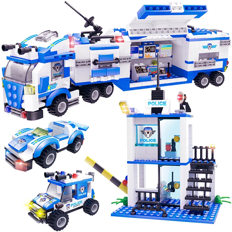 

858pcs City SWAT Police Series Building Blocks Compatible LegoING Boys Friends Car Bricks Figures Kids Toys for Children GB28