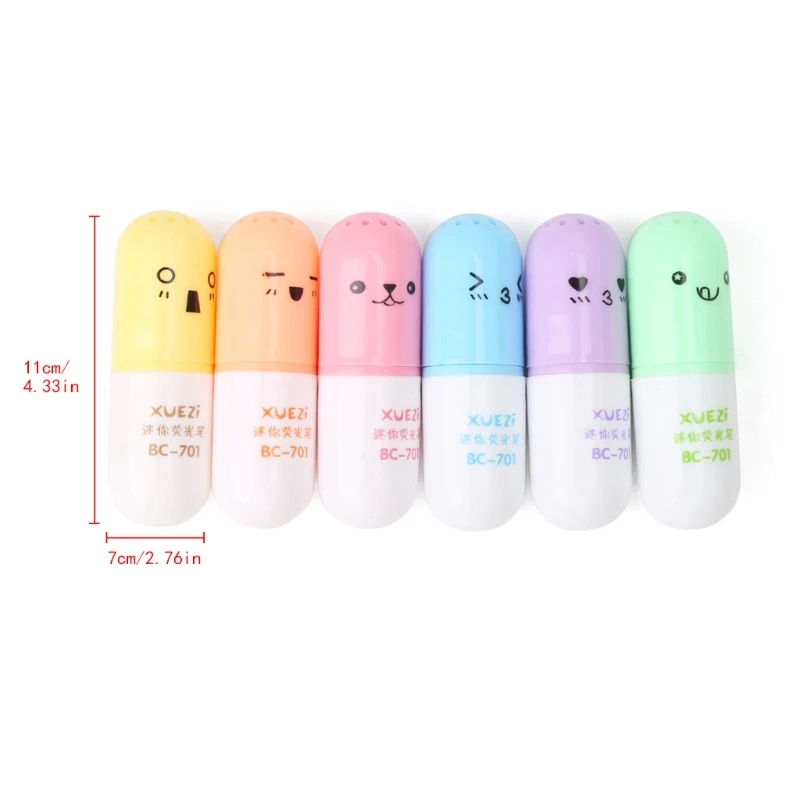 

6pcs Mini Pill Leaves Eggs Shaped Highlighter Pens For Writing