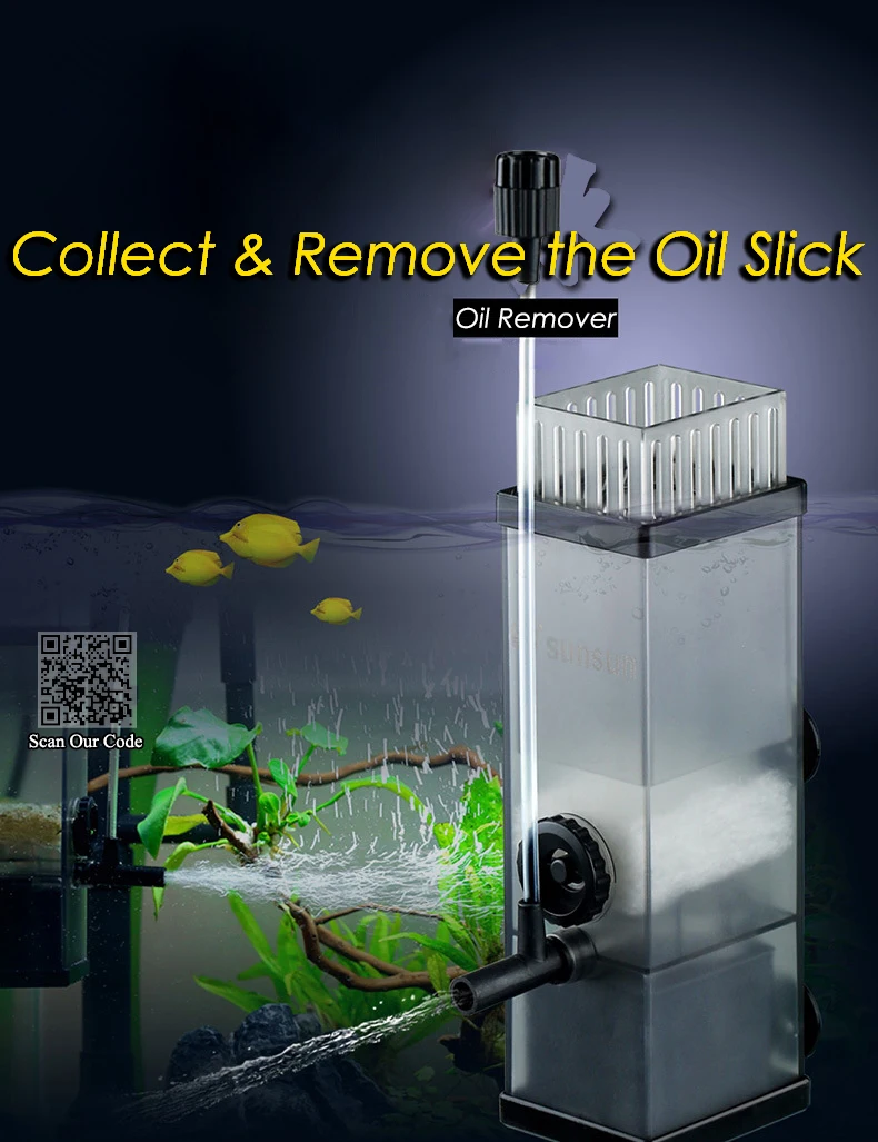 Small Aquarium Skimmer Pump Filter Water Surface Oil Slick Film Protein