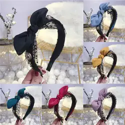 2019 Мода для женщин лук оголовье ткань кружево Hairband голову обёрточная бумага волос аксессуары для волос для женщин эластичный головной убор