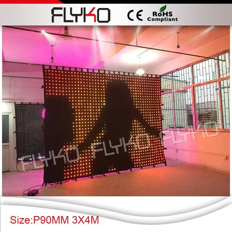 

Flyko free shipping P90 3M*4M DJ showing stage decoration Led curtain PC controller, live controller