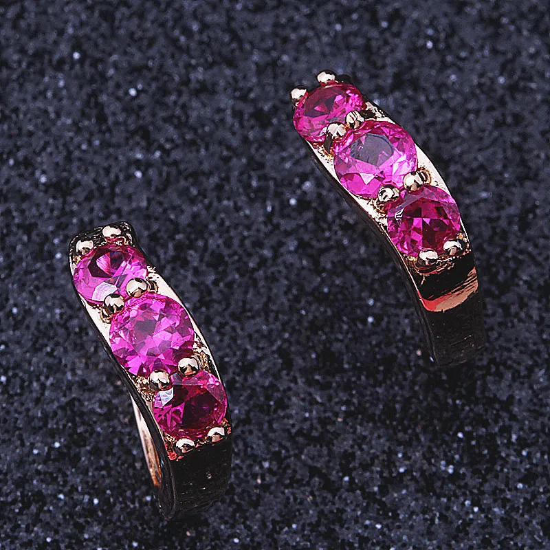 

Hot Trendy Luxury AAA Zircon Round Earrings New Fashion Elegant Rose Gold-color Earrings For Women E319