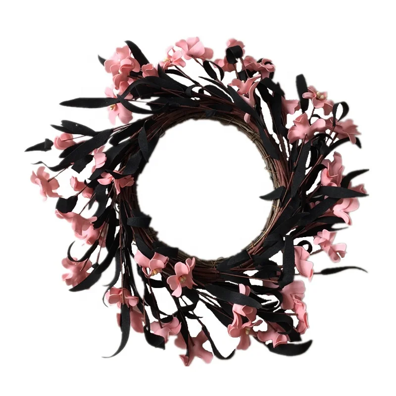 42cm Artificial PE Wild Chrysanthemum Twig Wreath Door Decor Spring Home Decoration | Дом и сад