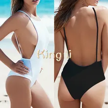 New Arrival white black bodysuit Sexy Backless one piece swimsuit Swimwear Women Bathing suit Beachwear Monokini bather