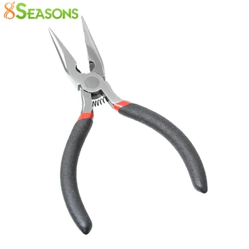 

8SEASONS Stainless Steel Short Needle Nose Pliers Jewelry Making Hand Tools Wire Cutter Serrated Inner Surface Black,1 (B33696)