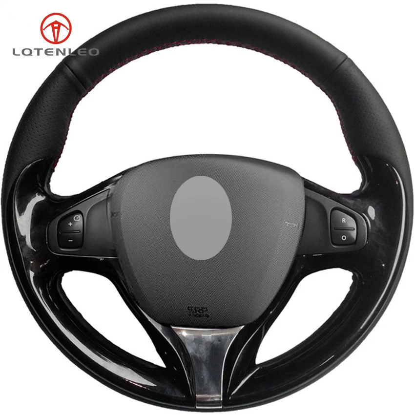 

LQTENLEO Black Artificial Leather DIY Hand-stitched Car Steering Wheel Cover For Renault Clio 2013-2015 Captur 2014-2017