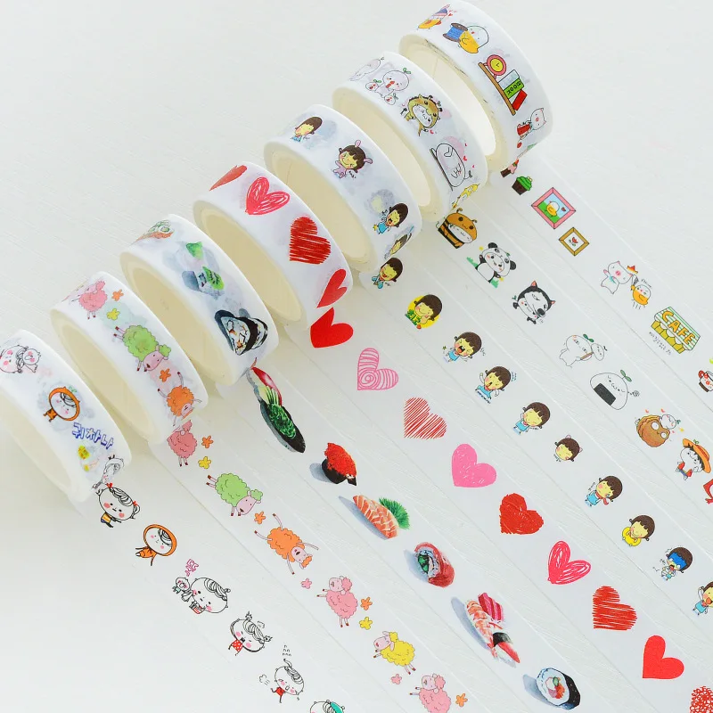 

1.5CM*5M Fresh Plant Rabbit Strawberry Heart Masking Tape Album Scrapbooking Decor Washi Tape Stick Label