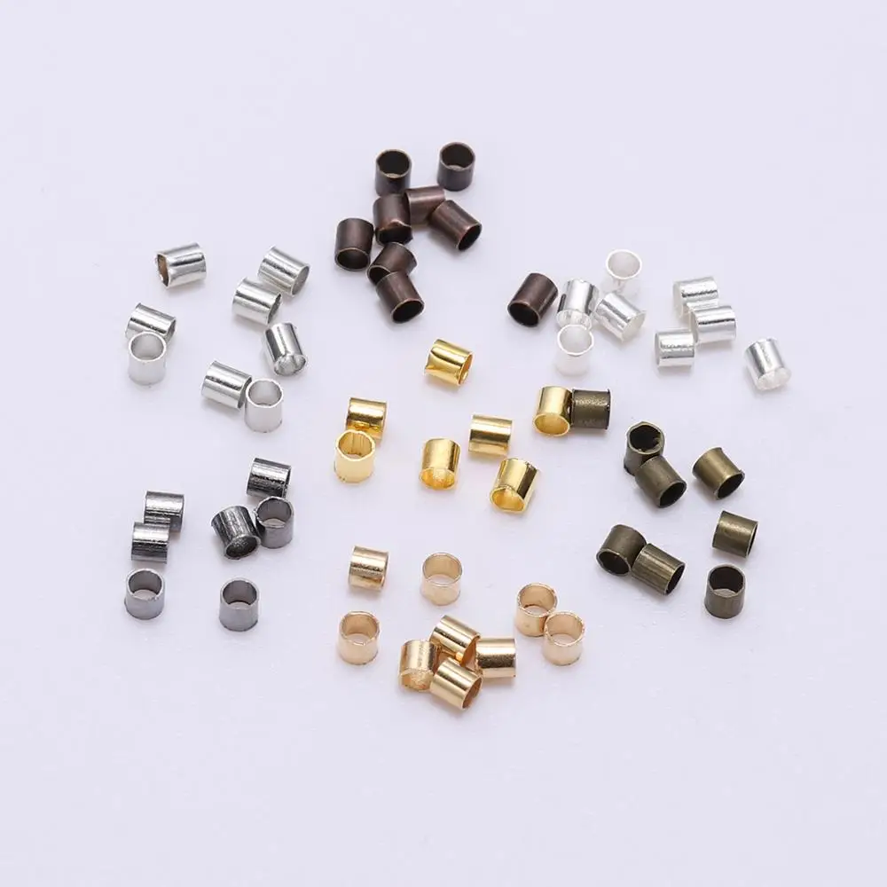 

500pcs 1.5 2.0 2.5mm Gold Silver Copper Tube Crimp End Beads Stopper Spacer Beads For Jewelry Making Findings Supplies Necklace