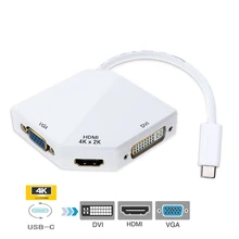 USB-C USB3.1 Тип с разъемами типа c и HDMI 4 K VGA, HDMI, DVI 1080 P Кабель-адаптер для samsung S8 Macbook Pro Dell XPS 13 15 Thunderbolt 3