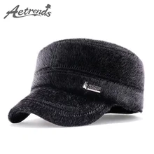 [AETRENDS] винтажные плоские меховые шапки, зимняя бейсбольная кепка, Мужская кепка с ушками, шапка для папы Petten Mannen, мужские аксессуары, Z-3986