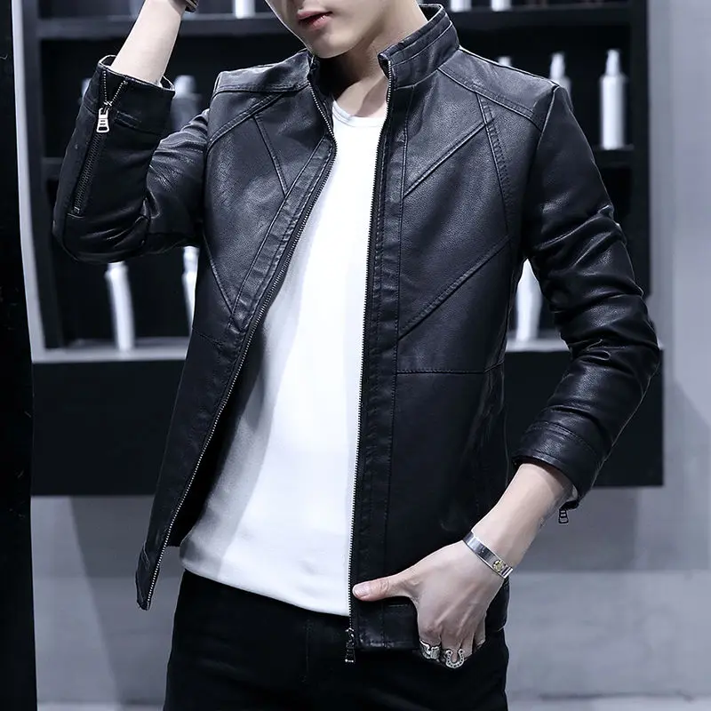 

Choose leather jacket for men in autumn and winter of 2018 for grabbing wool. Men's coat for men and locomotive clothing for men