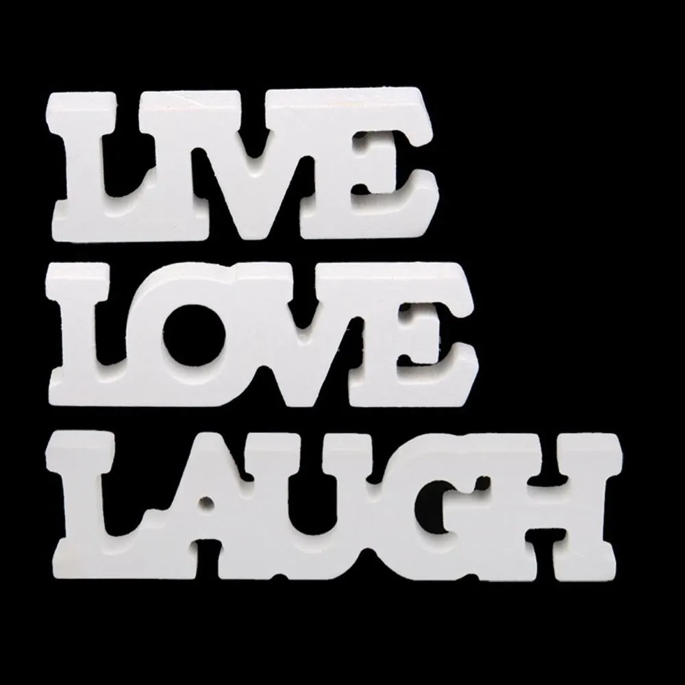 Fashion White Wooden Live Laugh Love Letter Sign Table Plaque Craft 