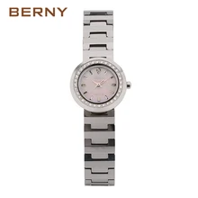 2017 New Arrival BERNY Watch Women Silver Band Casual Waterproof Elegant Ladies Dress Quartz Wrist Watches With Rhinestone 2301
