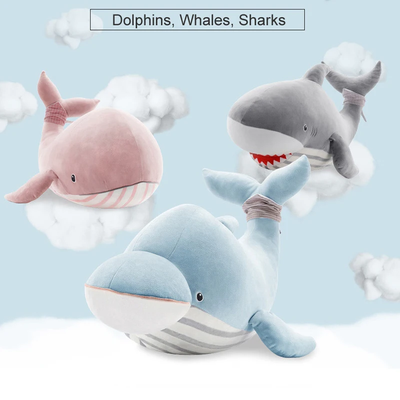 Niuniu Daddy Dolphin Акула КИТ 60 см кукла море пляж животное плюшевая игрушка большая