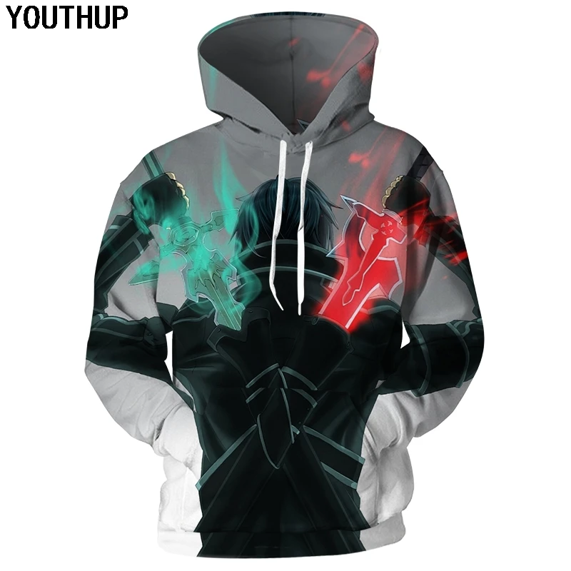 

YOUTHUP Sword Art Online Hoodies For Men 3d Hoodies Anime Hooded Sweatshirts Men 3D Print Cartoon Men Coat 3d Pullover Tracksuit