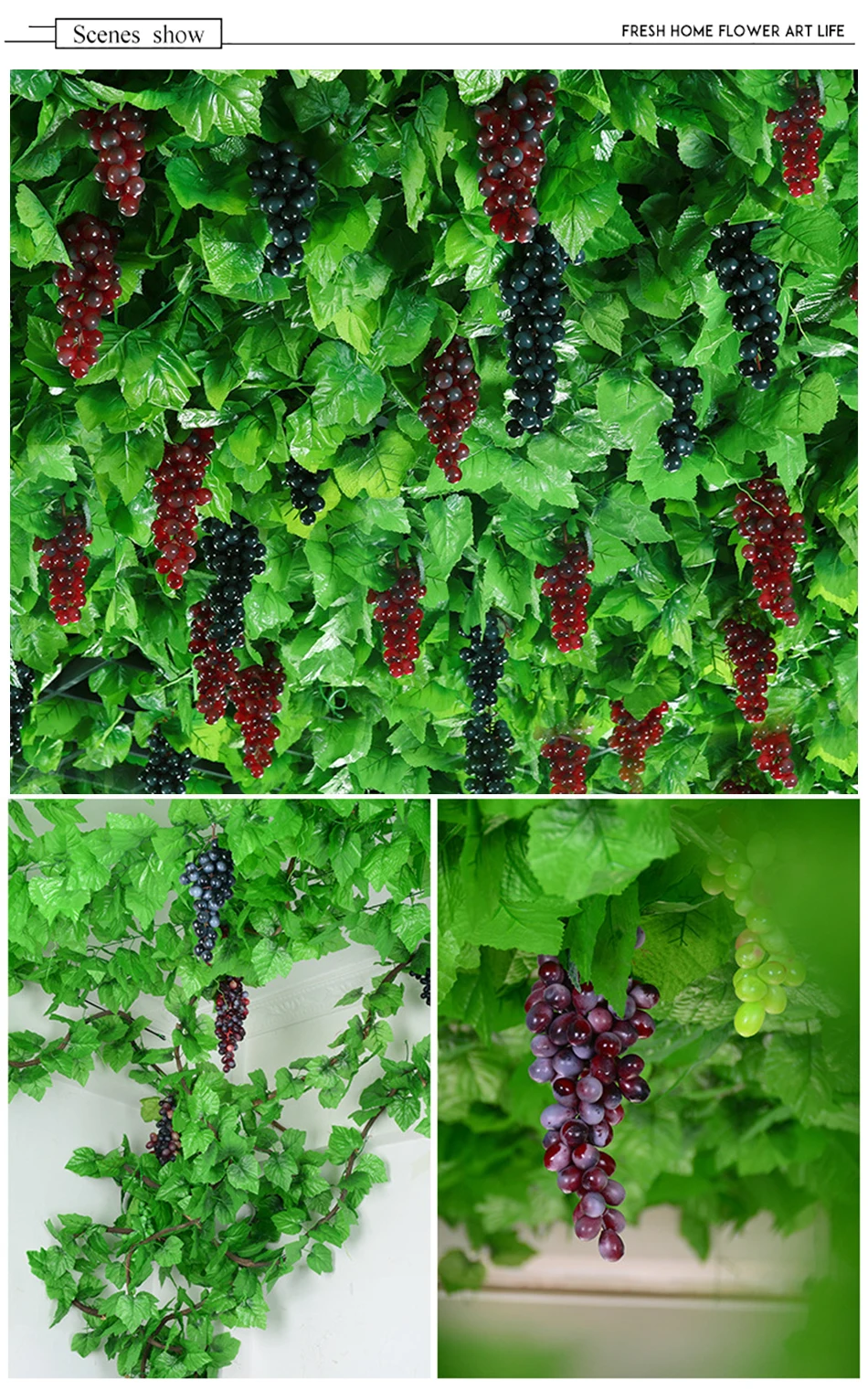 Цветы цветок 3 шт./лот искусственный виноград Виноградная лоза имитация растения для украшения поддельные виноград растение лоза садовый декор